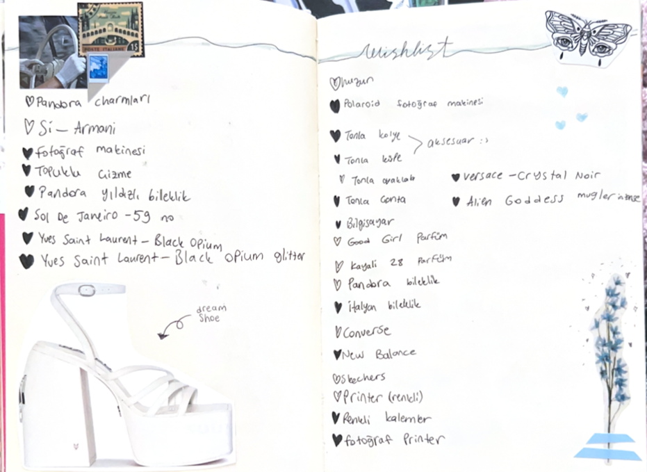 A list of the things you wish to get